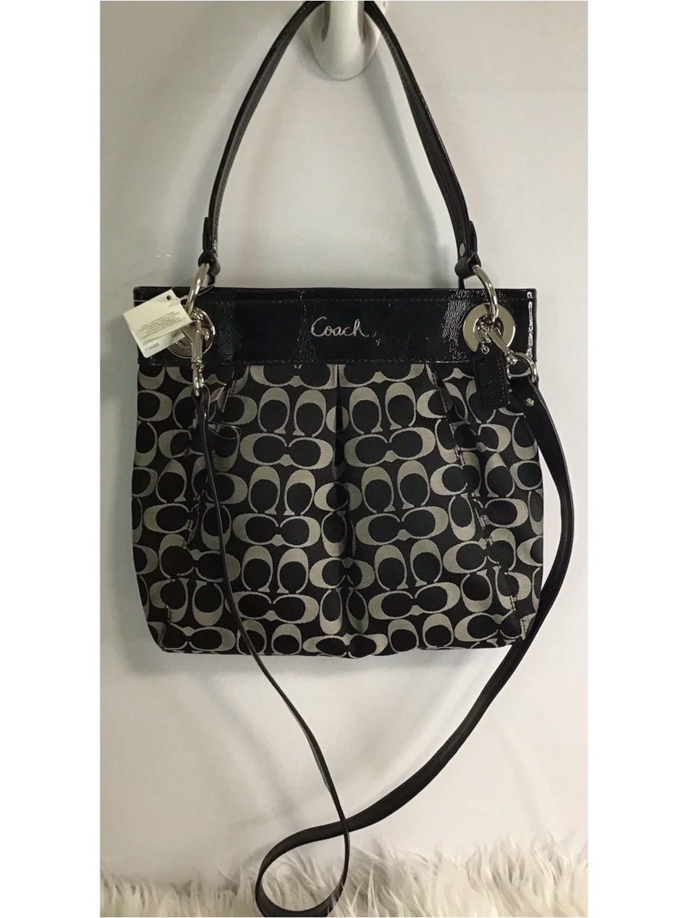 NWT Coach Black and Gray Signature Shoulder Bag